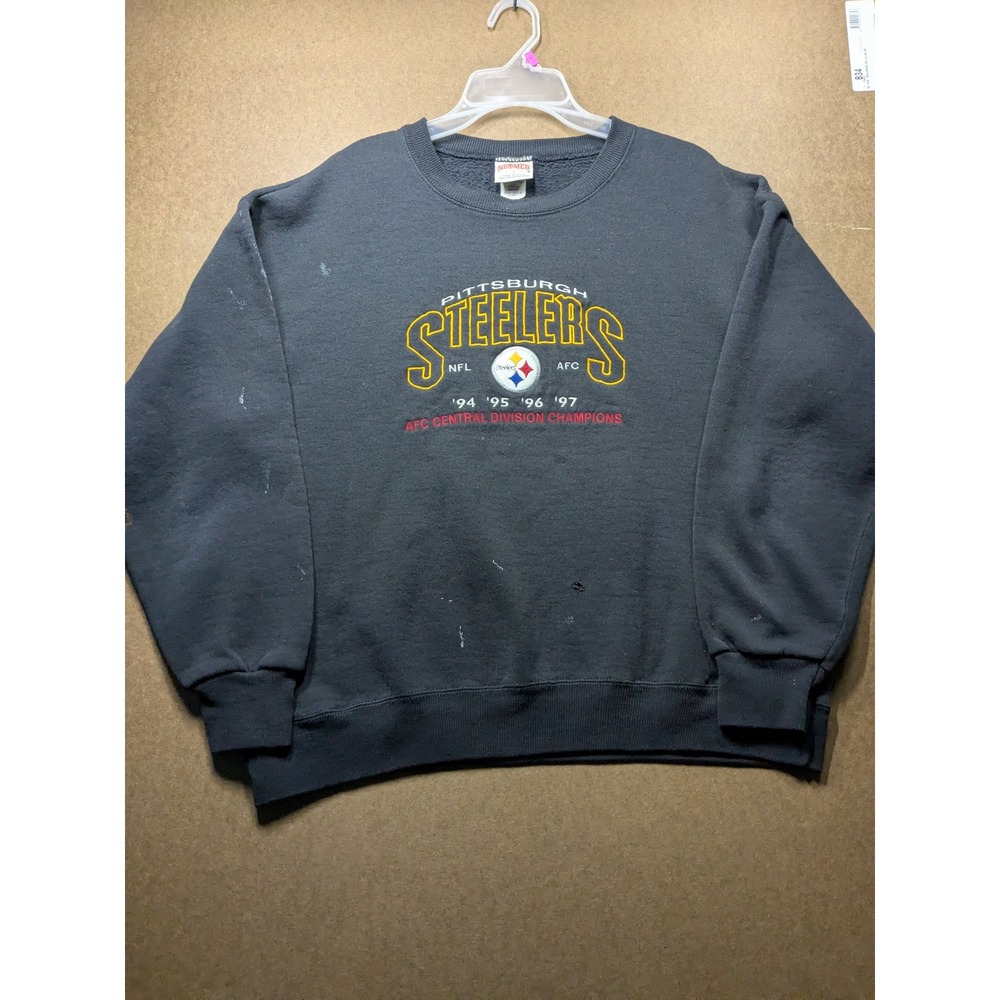 Vintage Nutmeg Mills Pittsburgh Steelers AFC Central Champions Sweatshirt Large
